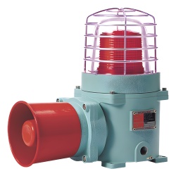 QLIGHT SESAL-WS-24-R-ATEX Combinacion de baliza LED color Rojo con patron fijo y flasheante con sirena electronica volumen max. 120 dB para zonas peligrosas A 24 VCD