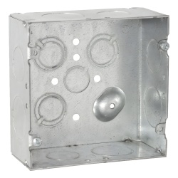 RACO HUB-265 Caja Cuadrada 4 11/16" x 4 11/16"/ Profundidad 2- 1/8"/ 4 Entradas 1" 4 Entradas 3/4" 1 Entrada 1/2" y 3 TKO (1/2"-3/4").