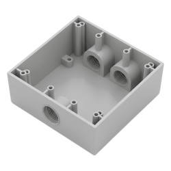 RAWELT RC-0485 Caja Condulet Cuadrada de 3/4" (19.05 mm)/ 3 Bocas (2 Arriba-1 Abajo) / A Prueba de Intemperie.