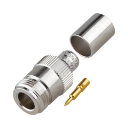 RF INDUSTRIES LTD RP-1028-I Conector N Hembra Inverso de Anillo Plegable para Cables 9913 RG-8/U LMR-400 Grupo I Niquel/ Oro/ Teflon.