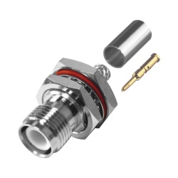 RF INDUSTRIES LTD RP-1212-C1 Conector TNC Hembra Inverso de Montaje Trasero en Panel D-Plano Hermetico de Anillo Plegable para RG-142/U Niquel/ Oro/ Teflon.