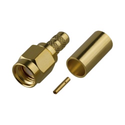 RF INDUSTRIES LTD RP-3000-1C Conector SMA Macho Inverso de Anillo Plegable para cables 8240 RG-58/U Oro/ Oro/ Teflon.
