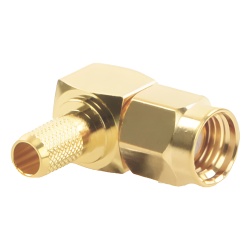 RF INDUSTRIES LTD RP-3010-1C1 Conector SMA Macho Inverso en Angulo Recto de Anillo Plegable para Cables RG-58/U RG-142/U Oro/ Oro/ Teflon.