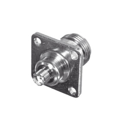 RF INDUSTRIES LTD RSA-3290-10 Adaptador en Linea para Panel de SMA Hembra a N Hembra Montaje Trasero para 18 mm entre Centros Niquel/ Oro/ Teflon.