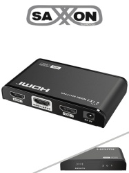 SAXXON SXN0560002 SAXXON LKV312HDR-V2.0 - Divisor de Video HDMI 4K de 1 Entrada y 2 salidas/ Soporta Resolucion 4Kx2K 30Hz/ 1080P Full HD/ Distancia de 10 Metros en Entrada y Salidas/ Switch EDID para
