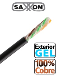 SAXXON SXN1570007 SAXXON OUTPCAT6GCOPEXT- Bobina de Cable UTP Cat6 100% Cobre con Gel/ 305 Metros/ Uso Exterior/ Color Negro/ Cumple con Estandares: ISO/ IEC 11801 Ed2; EIA/ TIA568/ Ideal para Cablead