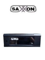 SAXXON SXN4820001 SAXXON SXR4U5404A - Gabinete de Pared Negro / 4 UR / Puerta de Vidrio Templado / Alto 28 cm / Ancho 53 cm / Profundidad 40 cm / Ideal para Grabadores de CCTV