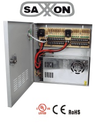 SAXXON TVN400058 SAXXON PSU1230D18 - Fuente de Poder Profesional de 12 vcd / 30 Ampers/ Para 18 Camaras/ 1.67 Amperes por Canal/ Proteccion contra Sobrecargas/ Certificacion UL/
