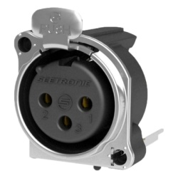 SEETRONIC SCADF3-V Conector XLR Hembra de 3 Polos | Montaje Vertical para Placa de Pared | Brida Metalica