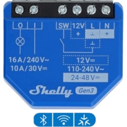 SHELLY SHELLY1GEN3 Relevador inalambrico inteligente 16A 110-230 V 1 salida de contacto seco compatible con asistente de voz Alexa Google Home