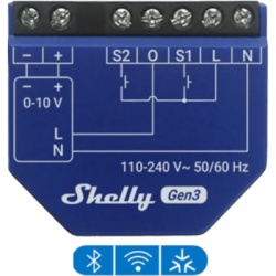 SHELLY SHELLYDIM010VPMG3 Controlador de Atenuación Inteligente / 0-10V y 1-10V / Wi-Fi, Bluetooth / 110-240 VAC / 13 A / PM Gen3