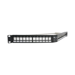 SIEMON KPNL-A1-24-01S Patch Panel UTP Keystone de 24 Puertos Modular (Vacio) Angulado 1UR Compatible con Jacks Keystone UTP Z-MAXÃ† y MAXÃ†