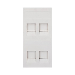 SIMON SM-FP-4-KEY Placa Plana de Voz y Datos con Guardapolvo para 4 RJ45 / Color Blanco / 4 Puertos para Jacks Keystone / Compatible con Cajas de Pavimento SM-CPAV-2 y SM-CPAV-4 / Modelo S76C/9