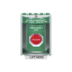 STI SS2-178-EX-EN Boton de Salida de Emergencia / Cubierta de Policarbonato Super Resistente de Superficie con Espaciador / Temporizador Ajustable Neumatico