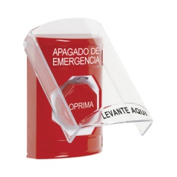 STI SS20A2PO-ES Boton Multiproposito Apagado De Emergencia Llave Para Reset Bocina Integrada Espanol Tapa De Policarbonato 2 Relevadores NO/NC Interior