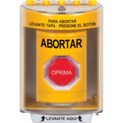 STI SS2274ABES Botón de Abortar, Texto en Español, Tapa Protectora de Policarbonato Súper Resistente, Momentáneo
