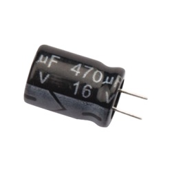 Syscom 0470M0016V Capacitor Electrolitico de Aluminio Radial de 470 ÂµFd 16 Vcc 105 Â°C 8.0 x 11 mm.