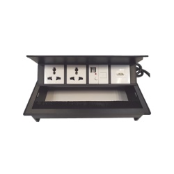 THORSMAN THMC-HBOX Caja Horizontal Tipo Hub para Escritorio Color Negro con 1 Puerto HDMI Hembra-Hembra 1 Puerto RJ45 Cat6 2 Puertos USB (Solo Carga) y 2 Contactos Electricos Universales