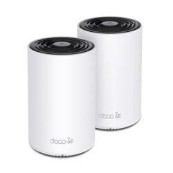 TP-LINK DECOXE75-2PACK Kit 2 Routers Inalambricos MESH Interior para Hogar / Doble Banda Wi-Fi 6E AX5400 Mbps / 3 Puerto Gigabit WAN/LAN / 4 Antenas Internas / Administracion Mediante la App Deco (iOS