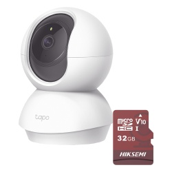 TP-LINK TAPOC200/HS32 Kit de Camara IP Wi-Fi / Incluye 1 Pieza Modelo TAPOC200 / 2 Megapixel / Utiliza La App Tapo / 1 Memoria Micro SD Hiksemi Modelo HS-TF-E1/32G