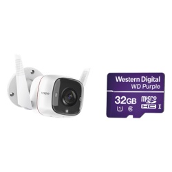 TP-LINK TAPOC310/WD32 Kit de Camara IP Wi-Fi / Incluye 1 Pieza Modelo TAPOC310 / 2 Megapixel / Audio Doble Via / Utiliza la App Tapo / 1 Memoria Micro SD Modelo WD32MSD