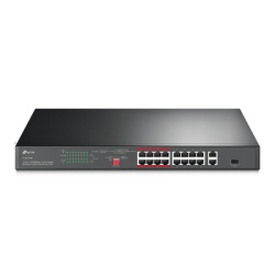 TP-LINK TL-SL1218P Switch PoE+ no Administrable 16 puertos 10/100 Mbps + 2 puertos 10/100/1000 Mbps + 1 puerto SFP 8 puertos Extensor PoE (hasta 250 m) 150W diseno para Vigilancia IP