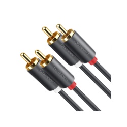 UGREEN 10519 Cable de Audio 2 RCA Macho a 2 RCA Macho / 3 Metros (9.84 Pies) / Color Negro / Alta Calidad / Anillos de Goma para Asegurar un Agarre Firme al Instalar o Quitar el Cable