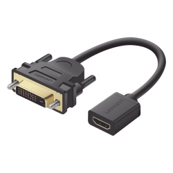 UGREEN 20118 Convertidor DVI Macho a HDMI Hembra | Bidireccional | DVI 24+1 | 1080P@60Hz | Cable de 22 cm (8.66 Pulgadas) | Negro