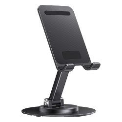 UGREEN 35152 Soporte para Telefono Celular Giratorio | 360° de Rotacion | Angulo Ajustable | Altura Ajustable 17-20cm | Antideslizante | Ejes Giratorios de Alta Precision| Plegable | Aluminio | Color