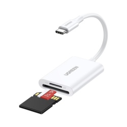 UGREEN 35506 Lector de Tarjetas USB-C 3.1 | Soporta Micro-SD (TF) /SD | 5Gbps | 170 MB/s | OTG | Soporta hasta 2TB | Admite intercambio en Caliente | 2 tarjetas simultaneas | Soporta Windows/Mac OS/Li