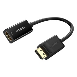 UGREEN 40363 Convertidor DisplayPort a HDMI 4K| 3D | HDR | Blindaje Interno | Boton Liberador | Carcasa de ABS | Plug & Play | CE FCC RoHS | Cable de 25 cm (9.84 Pulgadas).
