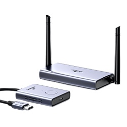 UGREEN 50633A Transmisor y Receptor HDMI Inalámbrico / 50 m (164 ft) / 1080P@60Hz / Transmisión 5 GHz / Salidas Duales HDMI + VGA Simultáneas / Audio PCM2.0 24-bit/48kHz / Latencia ≈140 ms / Alimentación USB-C 5V/1A / Plug-and-Play Sin