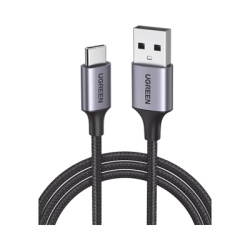 UGREEN 60128 Cable USB-A a USB-C | 2 Metros (6.56 Pies) | Transferencia de Datos de 480 Mbps | Carga Rapida | QC 4.0/3.0/2.0 | FPC | AFC | Proteccion Integrada | Caja de Aluminio | Nylon Trenzado | Co