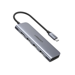 UGREEN 70410 HUB USB-C Multipuertos / HDMI 4K@30Hz / 3 Puertos USB-A 3.0 / Lector Tarjeta SD+TF (Uso Simultaneo) / 6 en 1 / Carcasa de Aluminio.