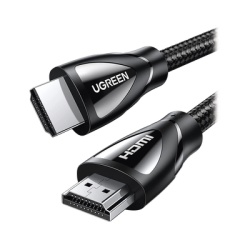 UGREEN 80405 Cable HDMI 2.1 de Nylon Trenzado / 5 Metros (16.40 Pies) / 8K@60Hz/4K@120Hz / eARC (Canal de Retorno de Audio) / HDR10+ / VVR / HEC (Canal Ethernet HDMI) / ALLM / 3D / Dolby Atmos / Dolby