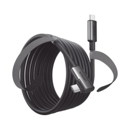 UGREEN 90629 Cable USB-C a USB-C (Cable Link) | 5 metros (16 pies) | Transferencia de Alta Velocidad | Carga Rapida | Un Extremo Angulado | Caja de Aluminio | Nylon Trenzado.