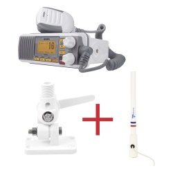 UNIDEN UM385/KIT5206 Kit de radio UM385 | mas antena marina de fibra de vidrio TX-5206-SYS y soporte para antena 4186