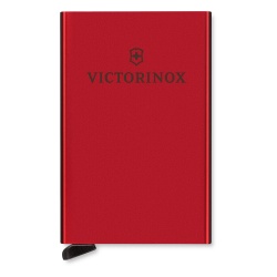 VICTORINOX 612-676 Tarjetero / Almacenamiento Seguro 4-6 Tarjetas / Aluminio Duradero / Proteccion RFID / Sistema Deslizamiento Patentado / Color Rojo.