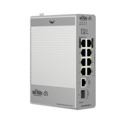 WI-TEK WI-PCES310GF-H Switch Industrial PoE / 8 Puertos Gigabit PoE / 270W Budget / Uplink SFP / DIN-Rail / -30°C a 65°C / Fanless