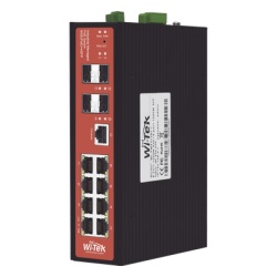 WI-TEK WIPMS312GFIV2 Switch Industrial administrable PoE puerto 1-2 PoE 24/48. puertos 3-8 puertos 802.3 af/at/bt hasta 60 W