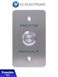 YLI YLE0760006 YLI YWP880BLED - Boton de Salida Mecanico Indicador LED (Verde) Acero Inoxidable 5-24 VCC Funcion NO Indice Proteccion IP68