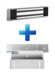 YLI YLI0770001 YLI YM350WSPAK - Paquete con chapa de 350 kg/800 Lb para uso en exteriores o interiores IP68 uso en puertas de metal vidrio o madera incluye soporte de fijacion ZL