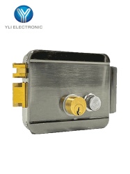 YLI YLI2520001 YLI ABK702BL - Cerradura Electrica Izquierda / Carcasa Metalica / Apertura con Boton Llave / 12VDC / Uso Interior / Compatible con Controles de Acceso