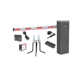 AccessPRO KIT-XBF-3L-LED Kit COMPLETO Barrera Izquierda XBF Con Corona LED / Brazo Iluminado de 3M / Incluye Sensor de Masa Transformador Lazo Magnetico Ancla Fotoceldas y 2 Controles Inalambricos