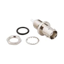 AMPHENOL 31-102 Conector BNC Hembra para Chasis en Doble D Plano 4 GHz Amphenol UG-657/U Niquel/ Plata/ Teflon.