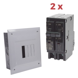 CHINT KITC2Q420E Kit Centro de Carga 4P para empotrar con 2 Interruptores Termicos de 2 Polos 20Amp 120/240Vca 10kA.