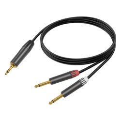 COSMICONN CMC02020AS-TP-2PM-5 Cable de Audio | Plug 3.5mm estéreo a 2 Plugs 1/4 in mono | Conector Seetronic Serie M MTP3C-BG - MP2X-BG | Longitud 5m