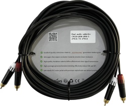 COSMICONN CRC03-2RM-2RM-5-001 Cable 2 RCA x 2 RCA conectores negros con diferenciador de blanco y rojo (2x MT380-RD - 2x MT380-WH) length 5m - Img 2