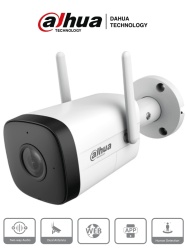 DAHUA DHT0030068 DAHUA IPC-HFW1230DT-STW - Camara IP Bullet Wifi de 2 Megapixeles/ Lente de 2.8 mm/ 100 Grados de Apertura/ IR de 30 Metros/ H.265/ Microfono y Altavoz Integrados/ Ranura MicroSD/ IP67