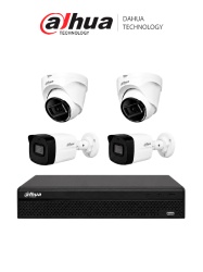 DAHUA KIT NVR1104HS-P-S3/H - NVR de 8 Megapixeles/ 4k/ 4 Canales IP/ 4 puertos PoE/ Smart H.265+/ Rendimiento de 80 mbps/ Salida de Video HDMI&VGA/ 1 Bahía de Disco Duro de Hasta 8TB + 2 IPC-B1E20 Bullet de 2 MP + 2 IPC-T1E20 Domo de 2 MP/